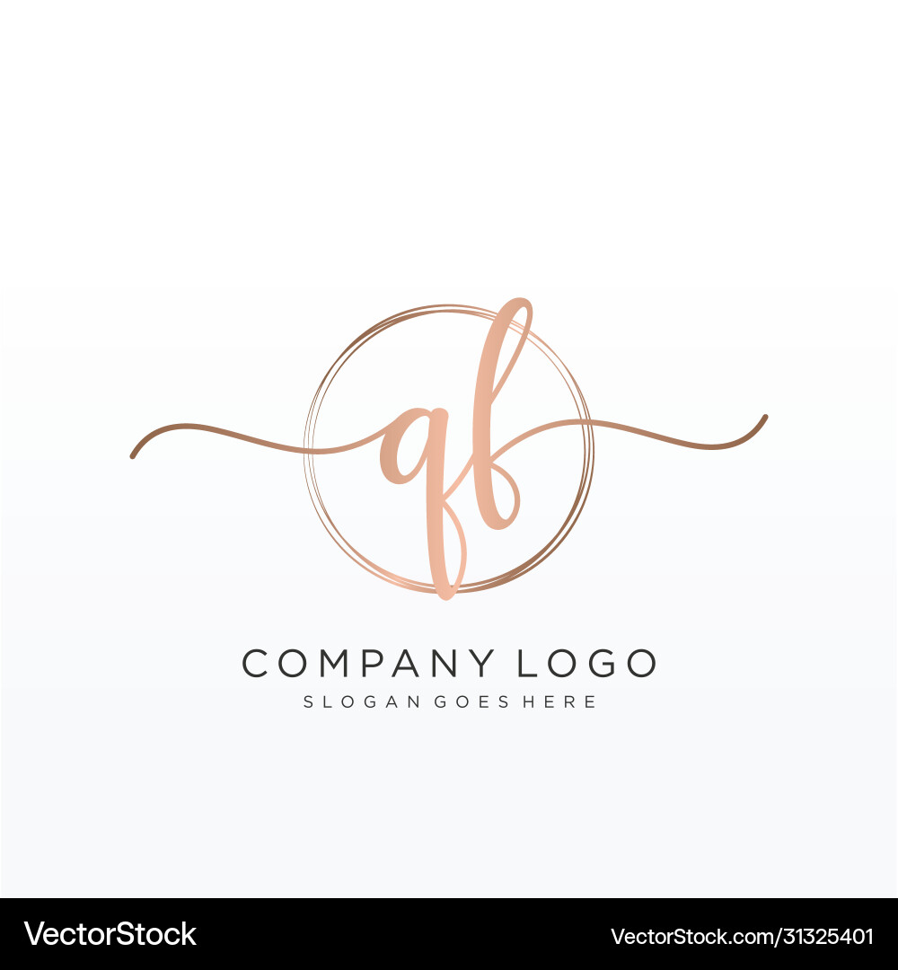 Qf initial handwriting logo design Royalty Free Vector Image