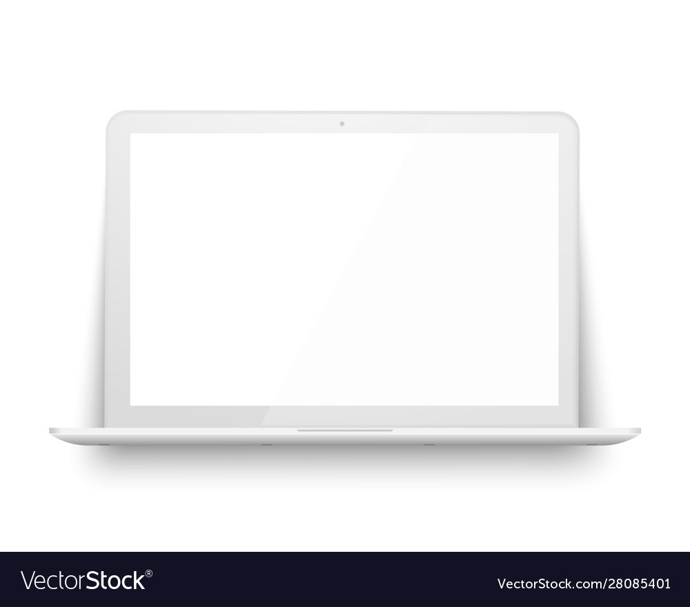 Realistic laptop front view notebook empty screen vector image Realistic laptop front view notebook empty screen