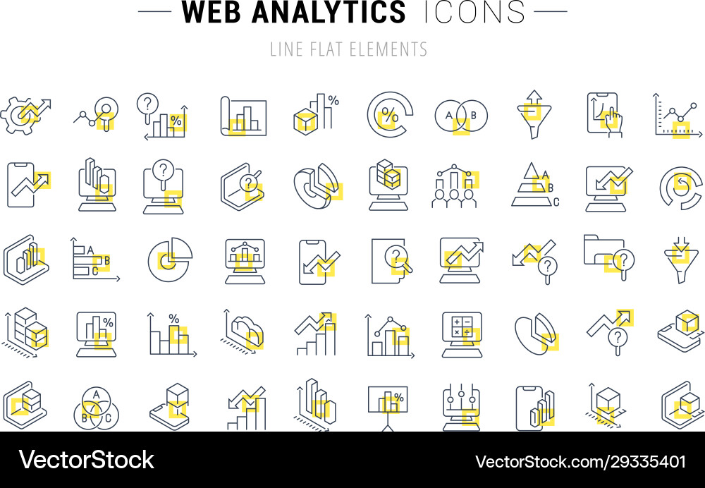 Set line icons web analytics Royalty Free Vector Image