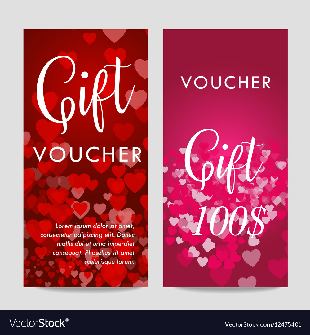 Valentines Day Gift Card Voucher Template On Vector Image