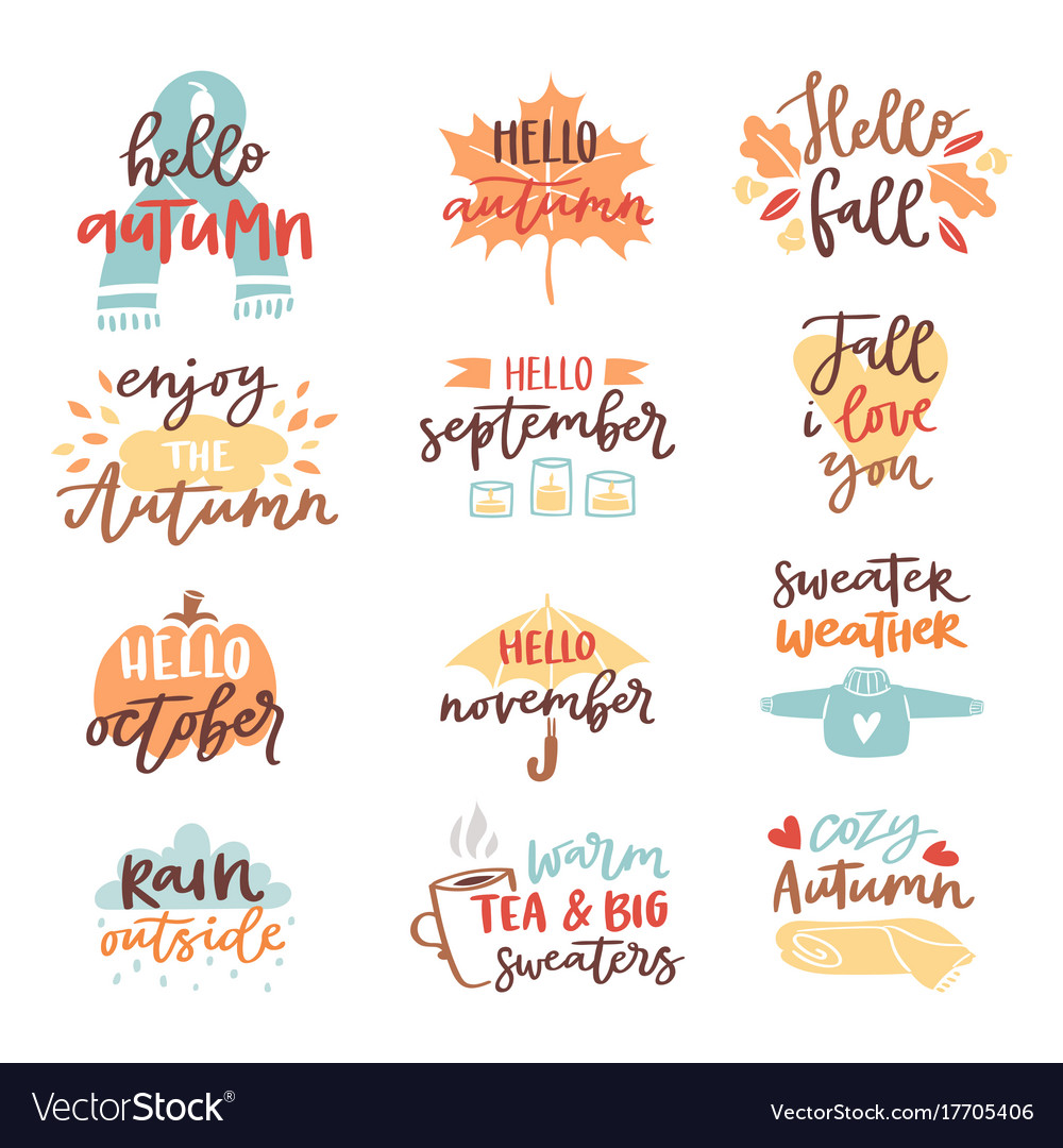 Herbst Blatt Hand Lettering Aufkleber