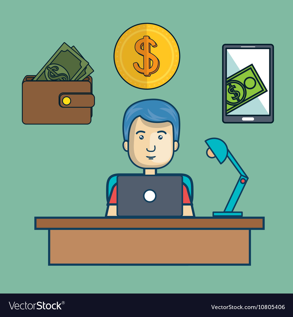 Avatar man and money design Royalty Free Vector Image