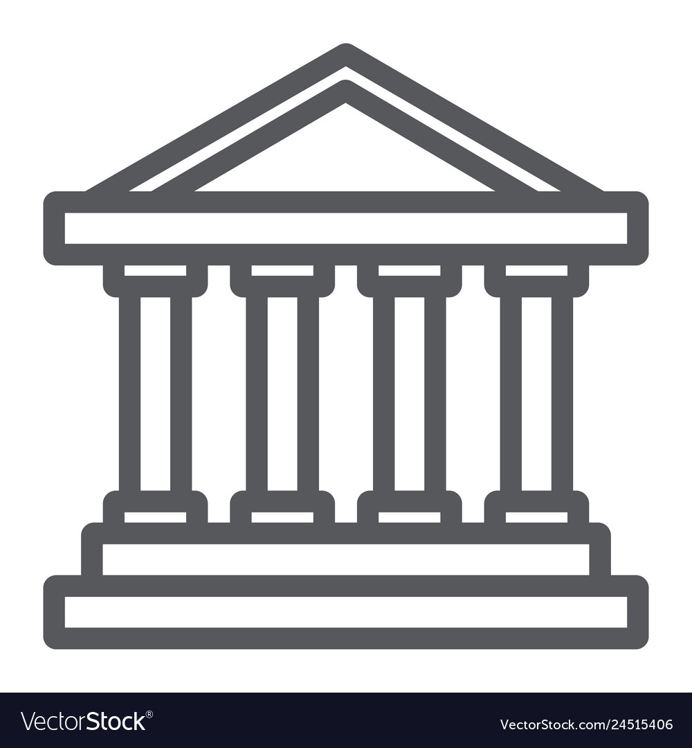 Bank building line icon architecture and column