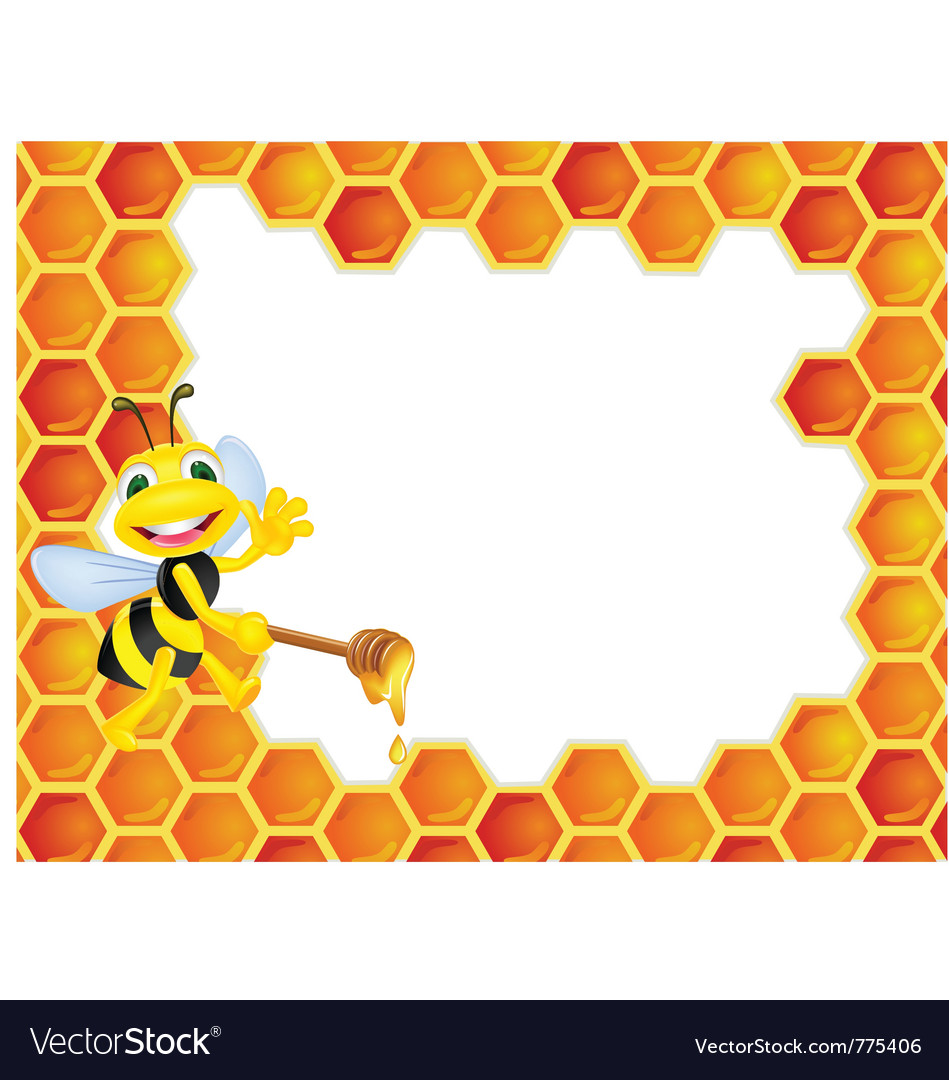 Bee cartoon with honeycomb Royalty Free Vector Image