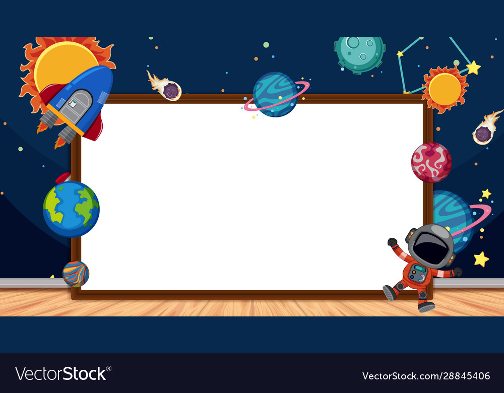 Border template with space theme in background vector image Border template with space theme in background