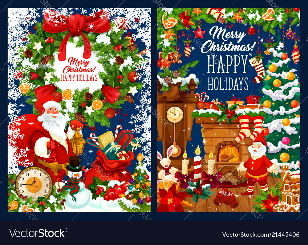 Christmas card with wishes happy winter holiday Vector Image