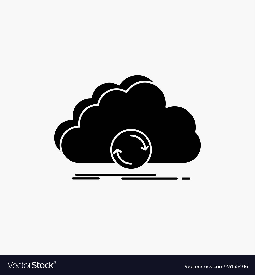 Cloud syncing sync data synchronization glyph vector image Cloud syncing sync data synchronization glyph