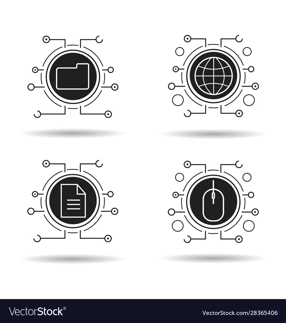 Cyber technology icons set