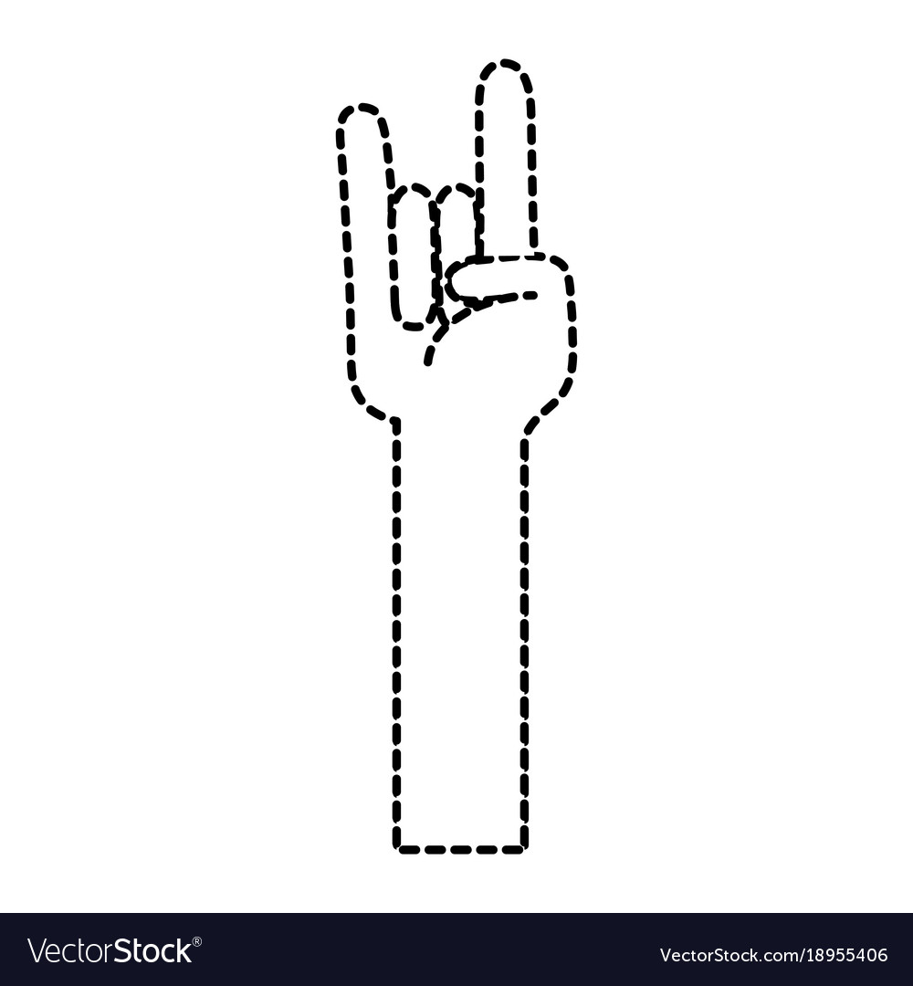 Dotted shape hand up with rock gesture symbol