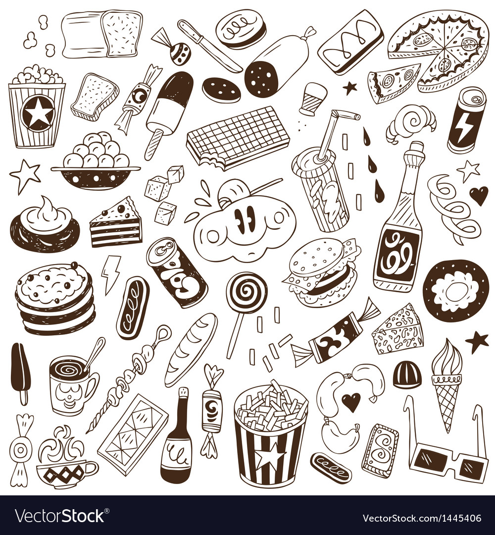 Fast Food Doodles Royalty Free Vector Image VectorStock