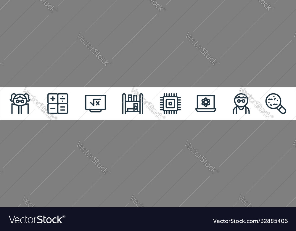 Nerd line icons linear set quality vector image Nerd line icons linear set quality