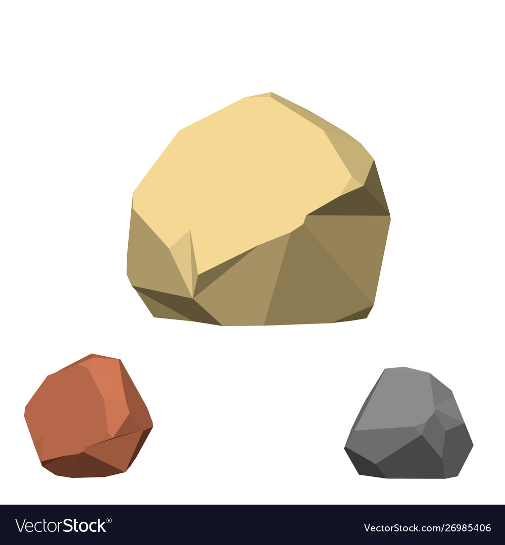 Polygonal Stein isoliert auf weißem Hintergrund 3d