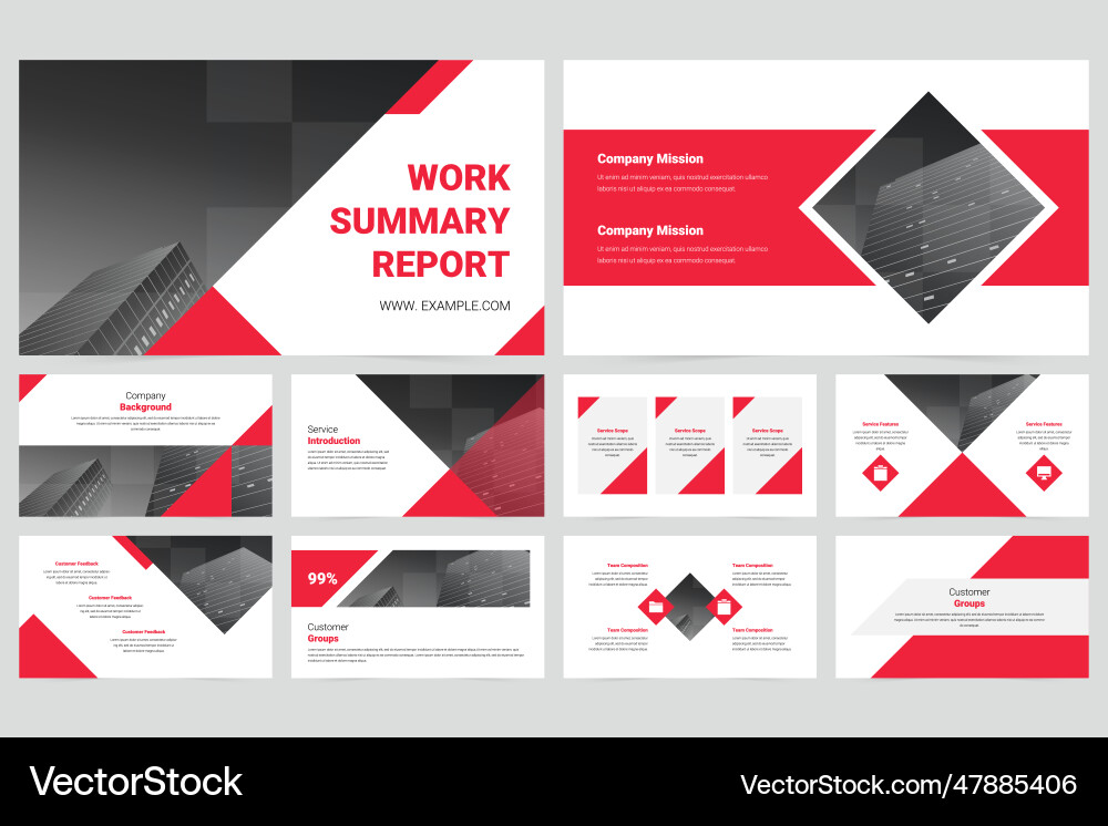 Red business work report slideshow presentation Vector Image