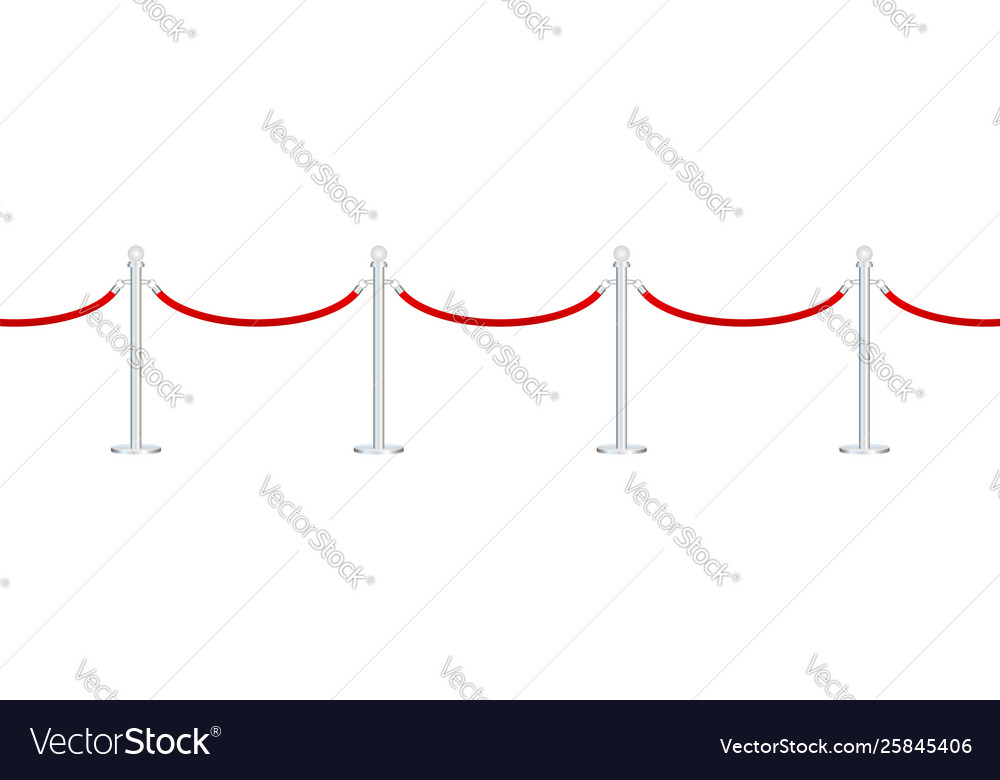 Red carpet with ropes on golden stanchions