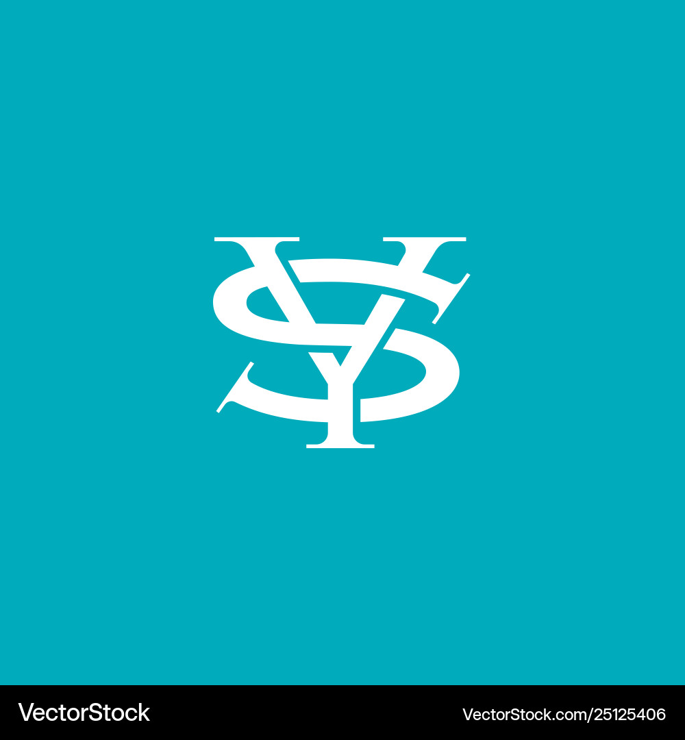 S and y monogram crossed letters azure Royalty Free Vector