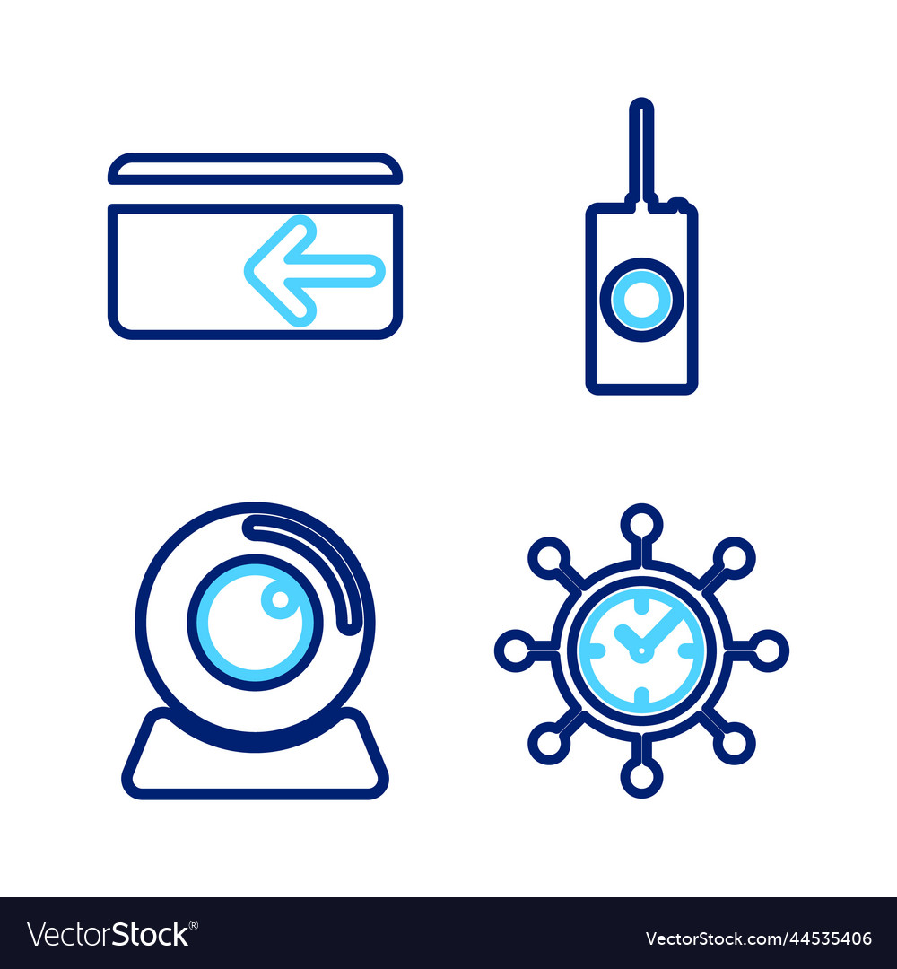 Set line clock and gear web camera remote vector image Set line clock and gear web camera remote