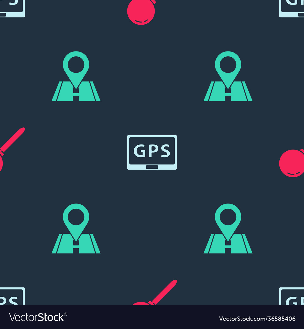 Set push pin gps device with map and location vector image Set push pin gps device with map and location