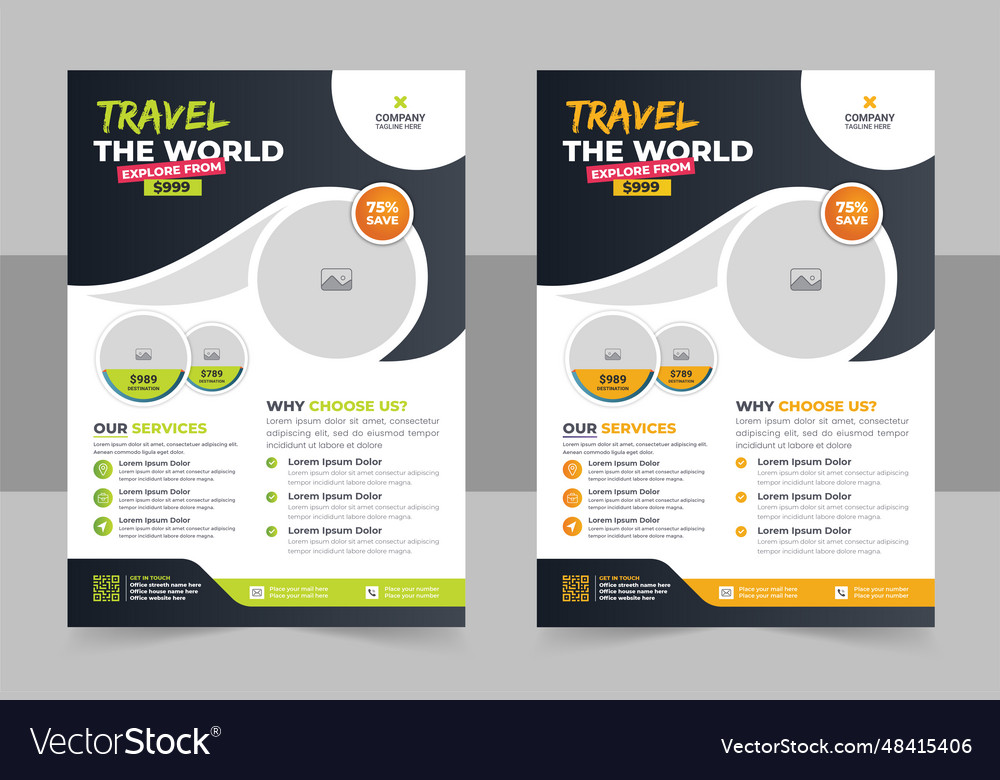 Travel flyer design template or tour Royalty Free Vector