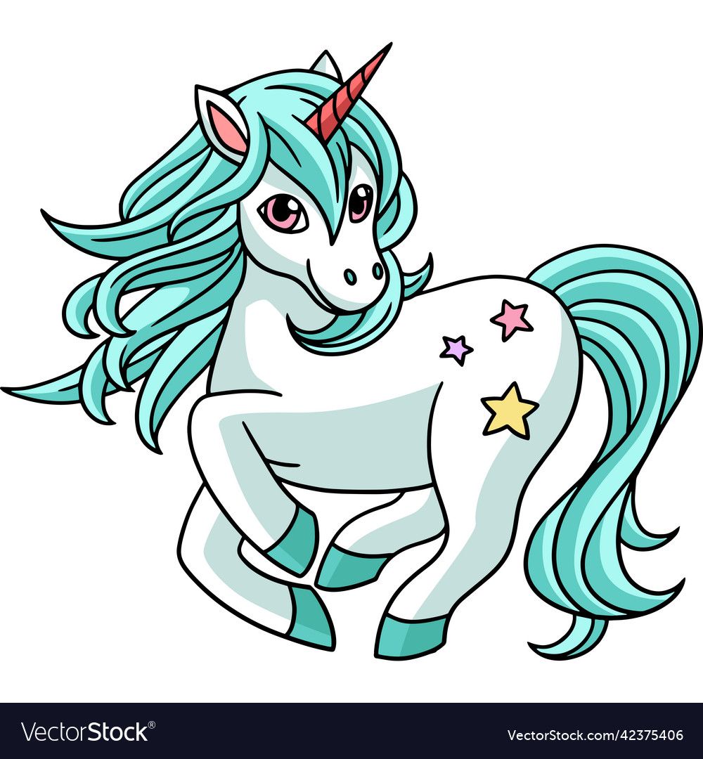 Unicorn standing cartoon colored clipart Vector Image