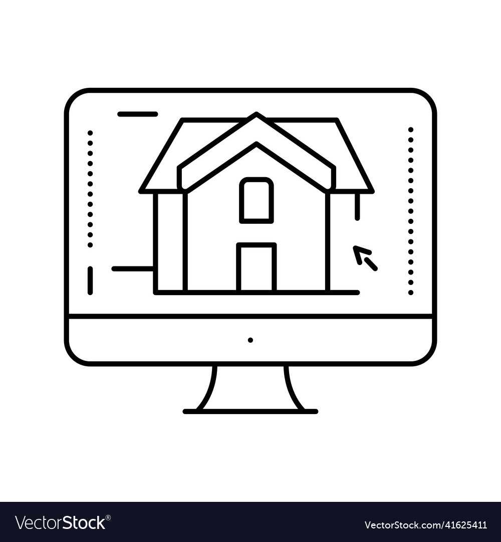 3d architecture visualization line icon vector image 3d architecture visualization line icon
