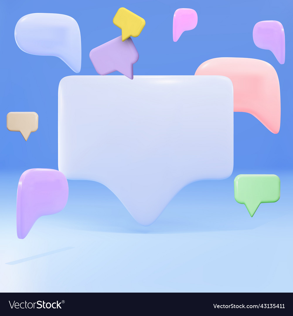 3d empty popup message with speech bubbles vector image 3d empty popup message with speech bubbles