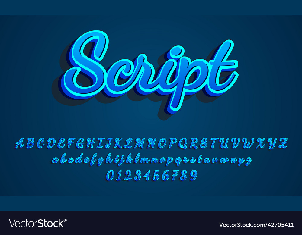 3d script text effect editable style vector image 3d script text effect editable style