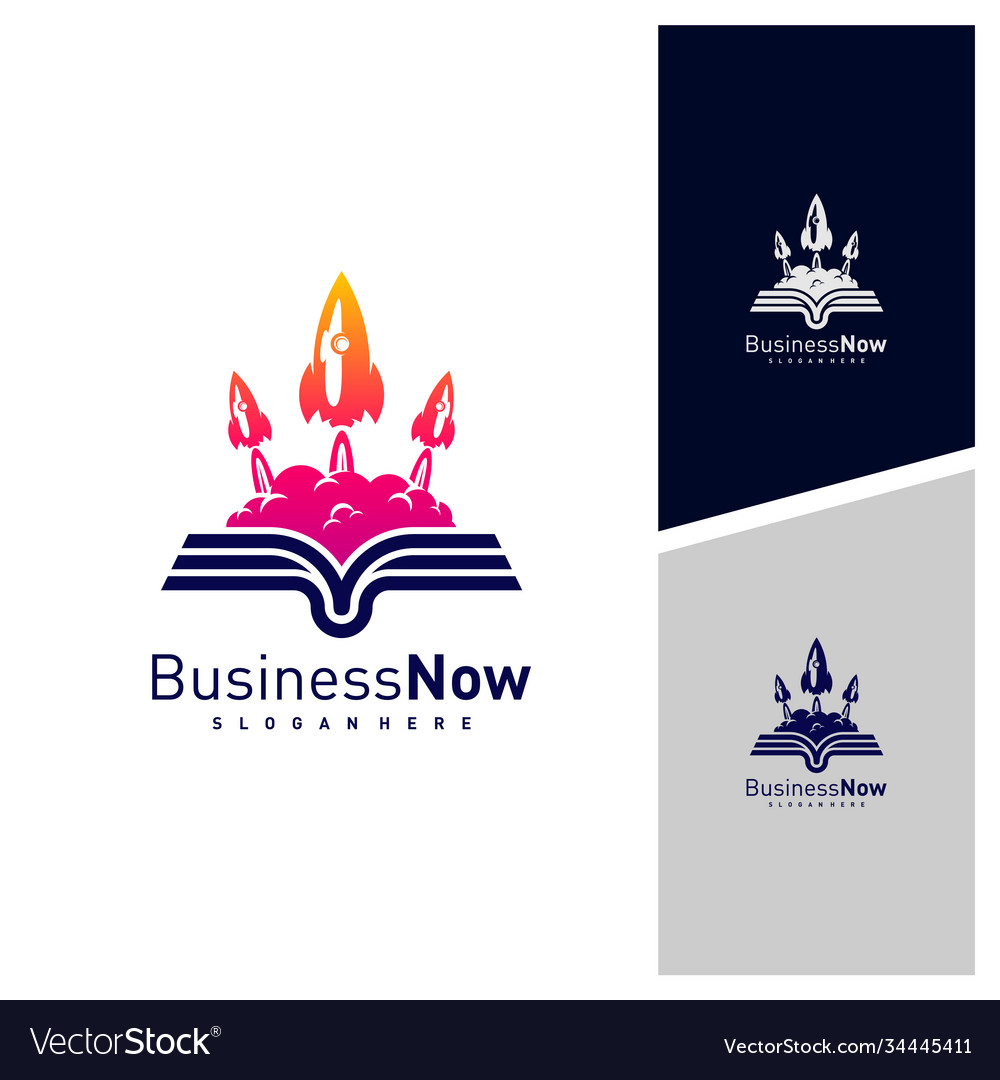 Book with rocket logo design template Royalty Free Vector