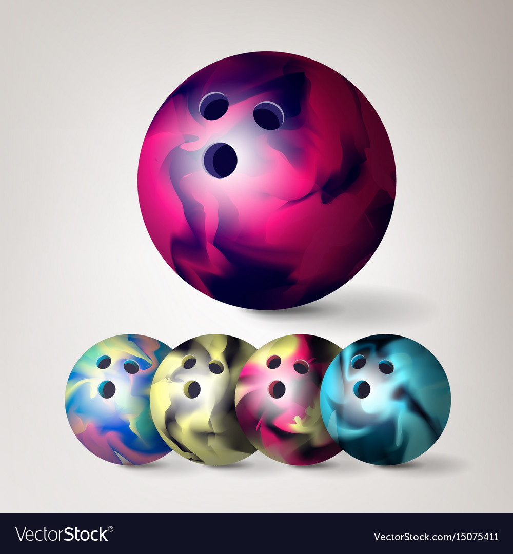 Bowling ball set 3d realistic Royalty Free Vector Image