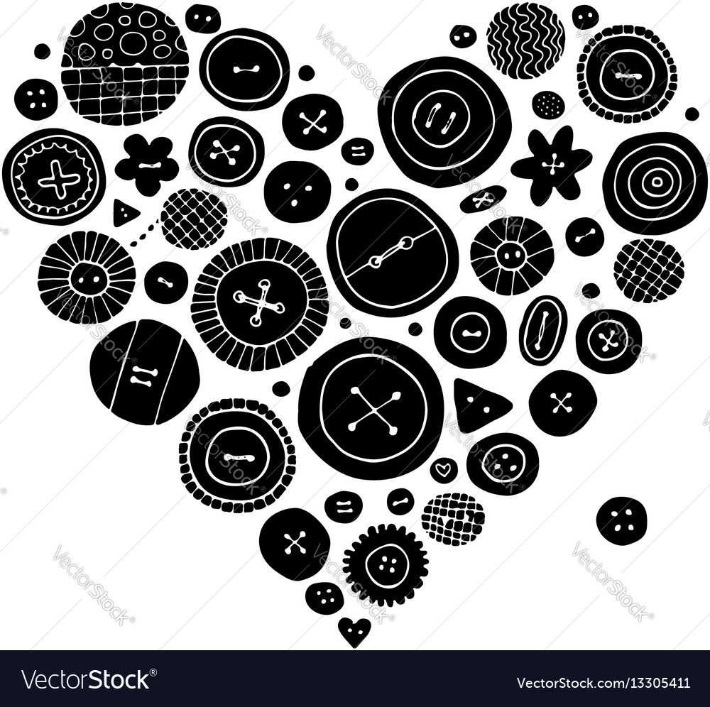 Buttons collection heart shape sketch for your