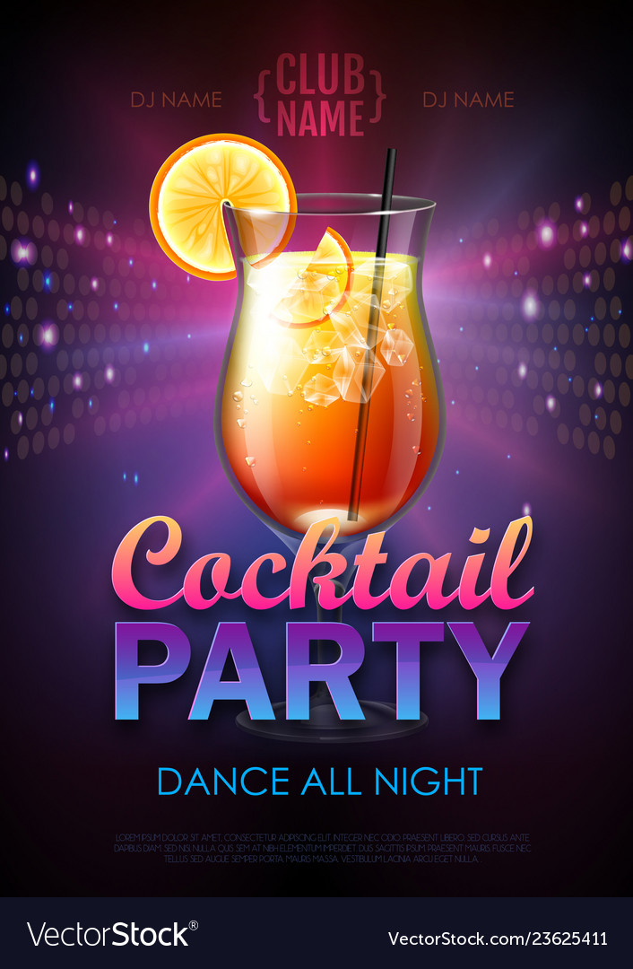 Disco cocktail party poster Royalty Free Vector Image