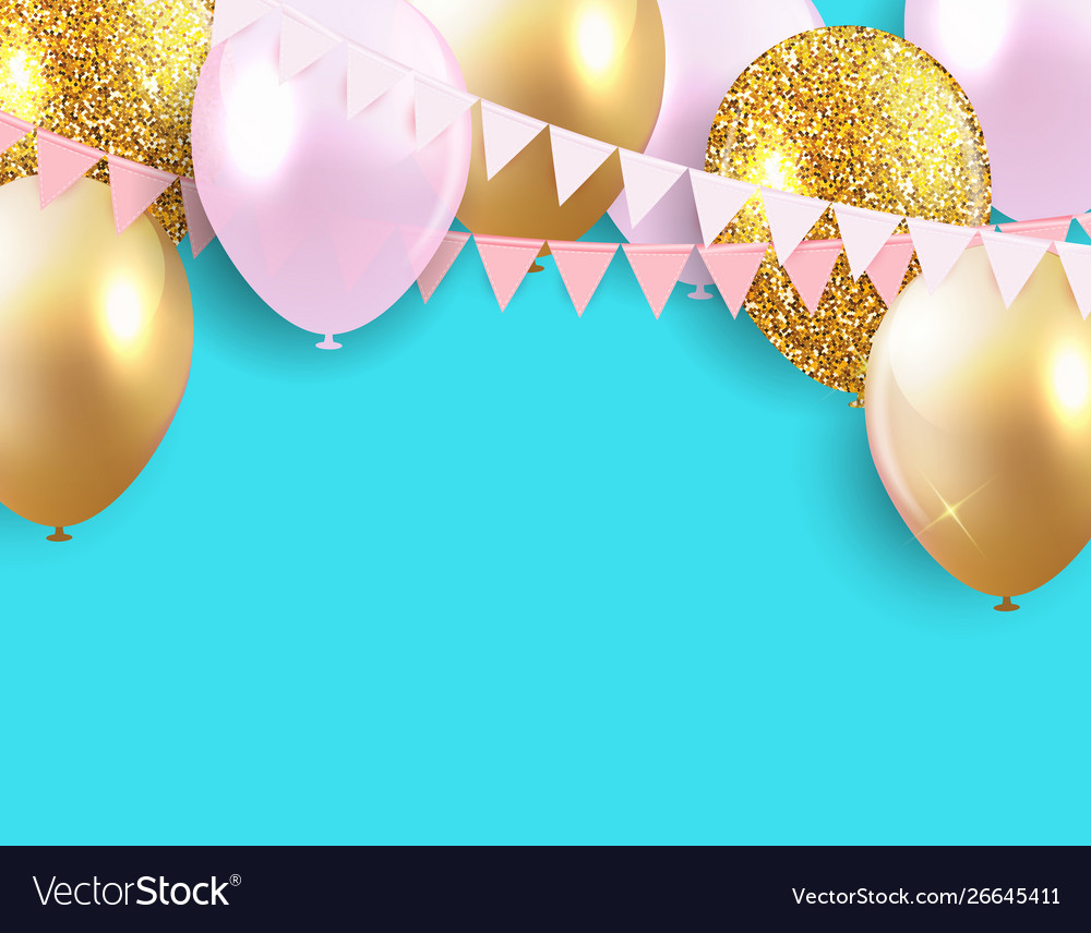 Glossy happy birthday balloons background vector image Glossy happy birthday balloons background