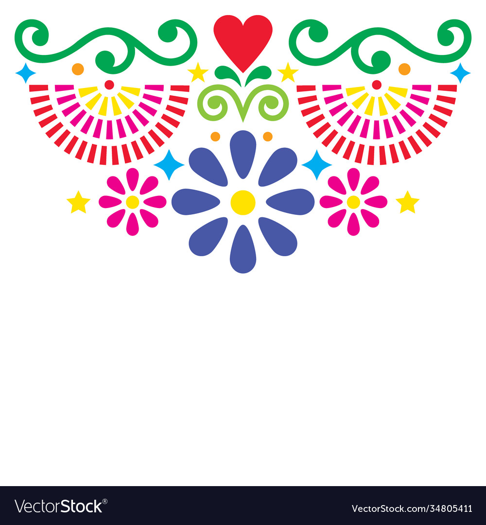 Mexican folk art greeting card design Royalty Free Vector