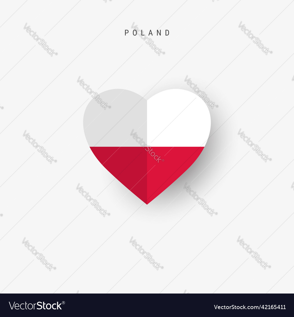 Poland heart shaped flag origami paper cut polish Vector Image