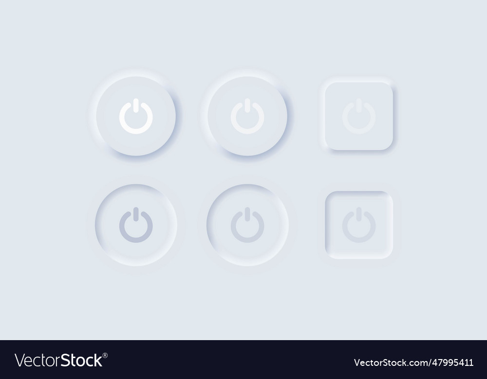 Power on off user interface neumorphism icons