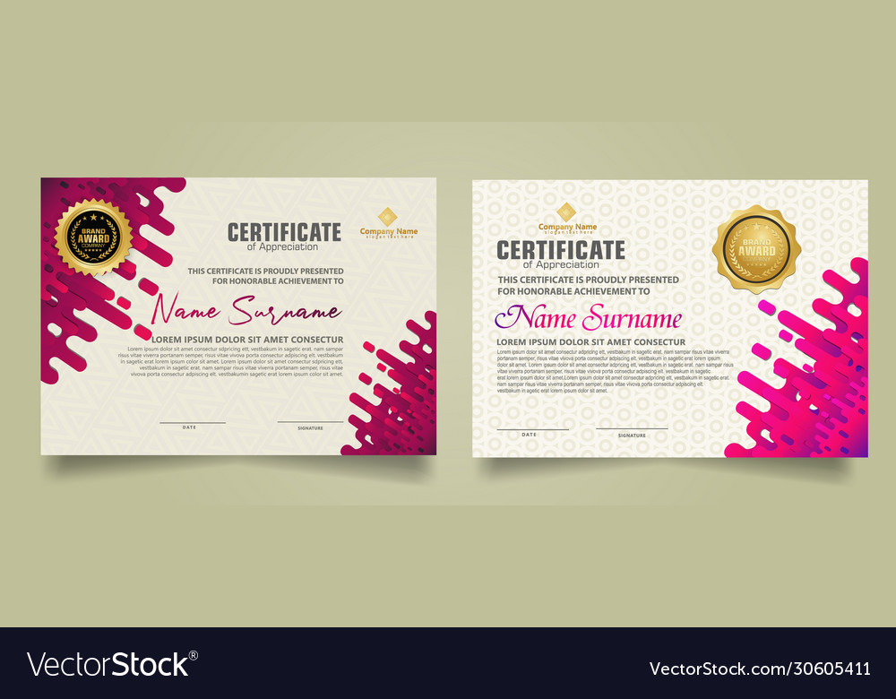 Set modern certificate template with mustard