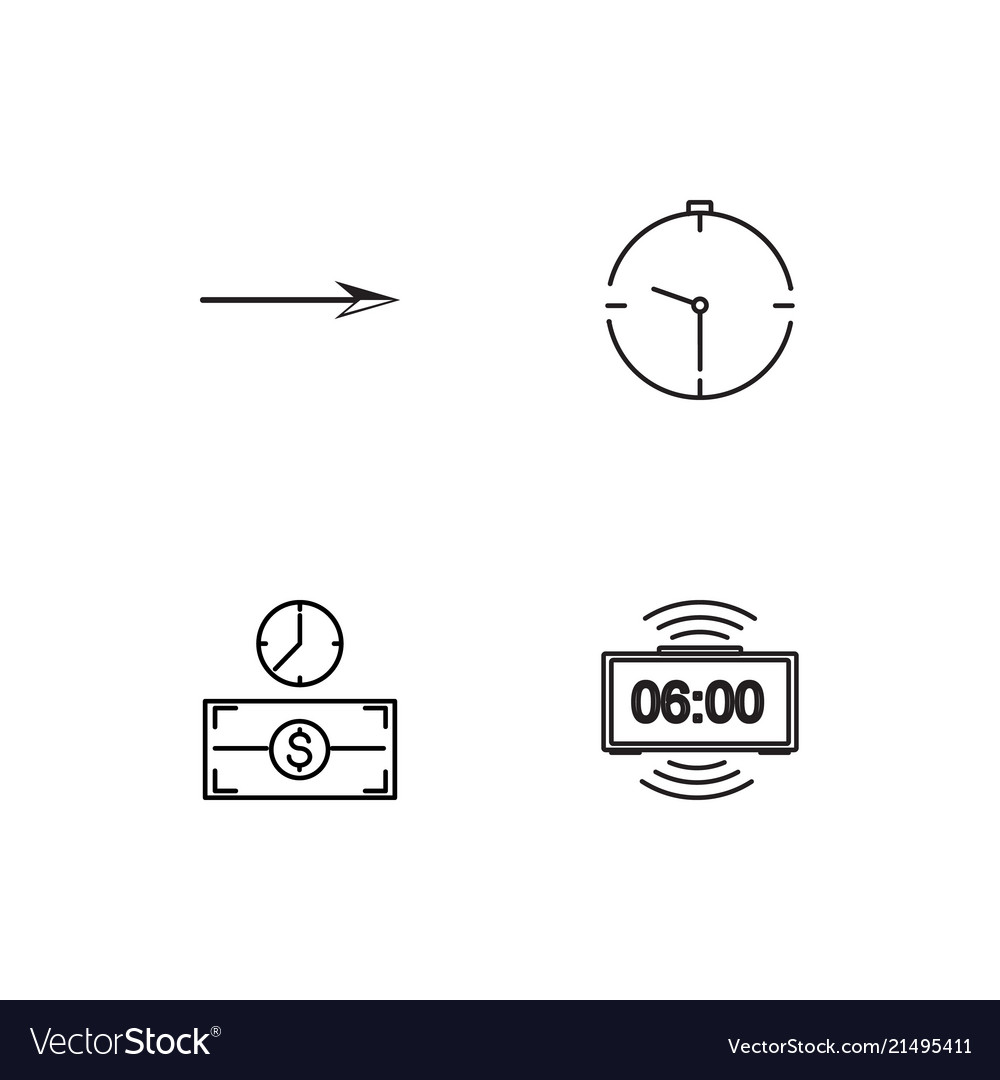 Time linear icons set simple outline