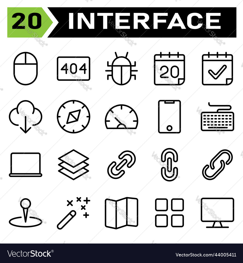 User interface icon set include download arrow vector image User interface icon set include download arrow