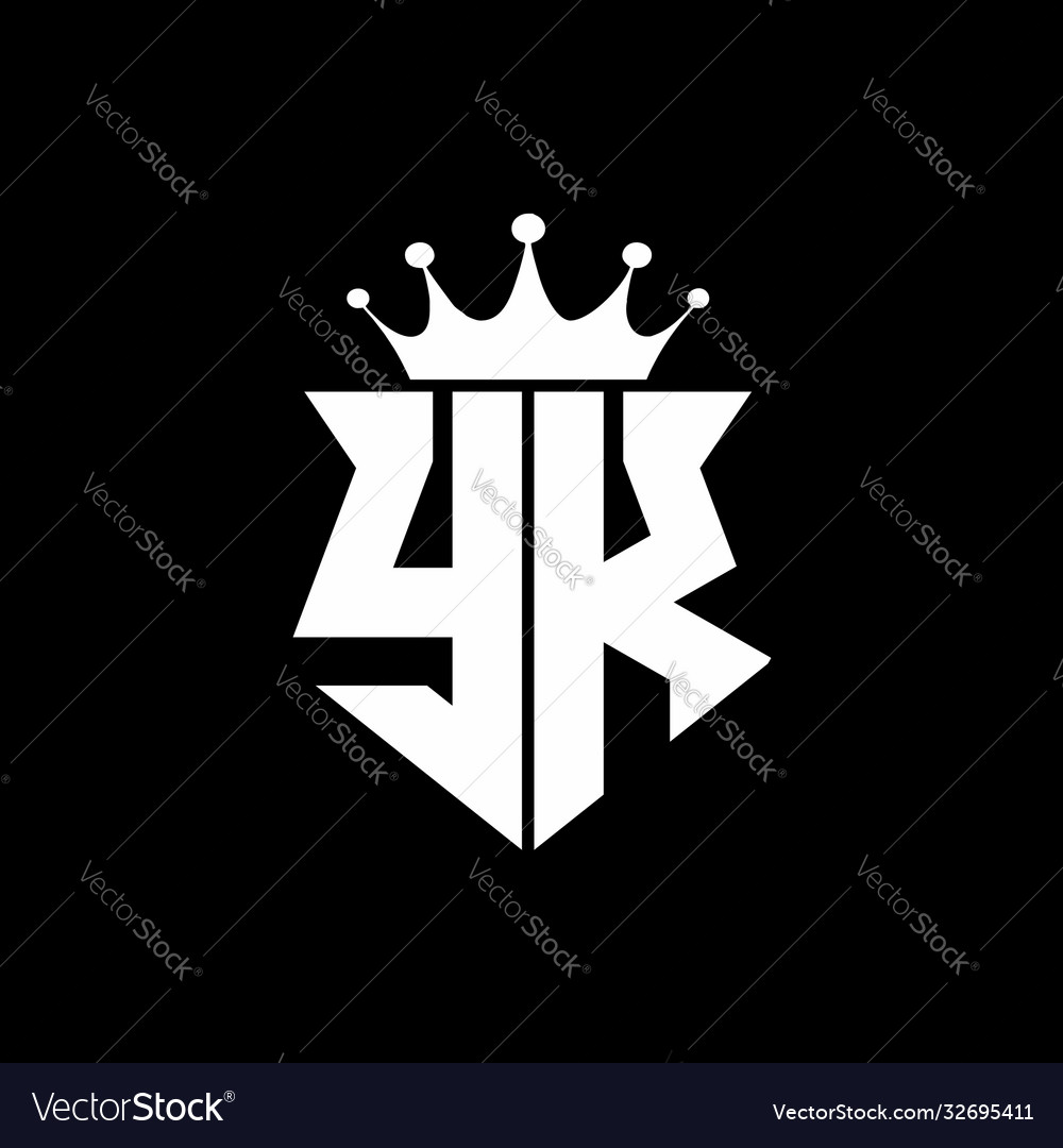 Yk logo monogram shield shape with crown design Vector Image