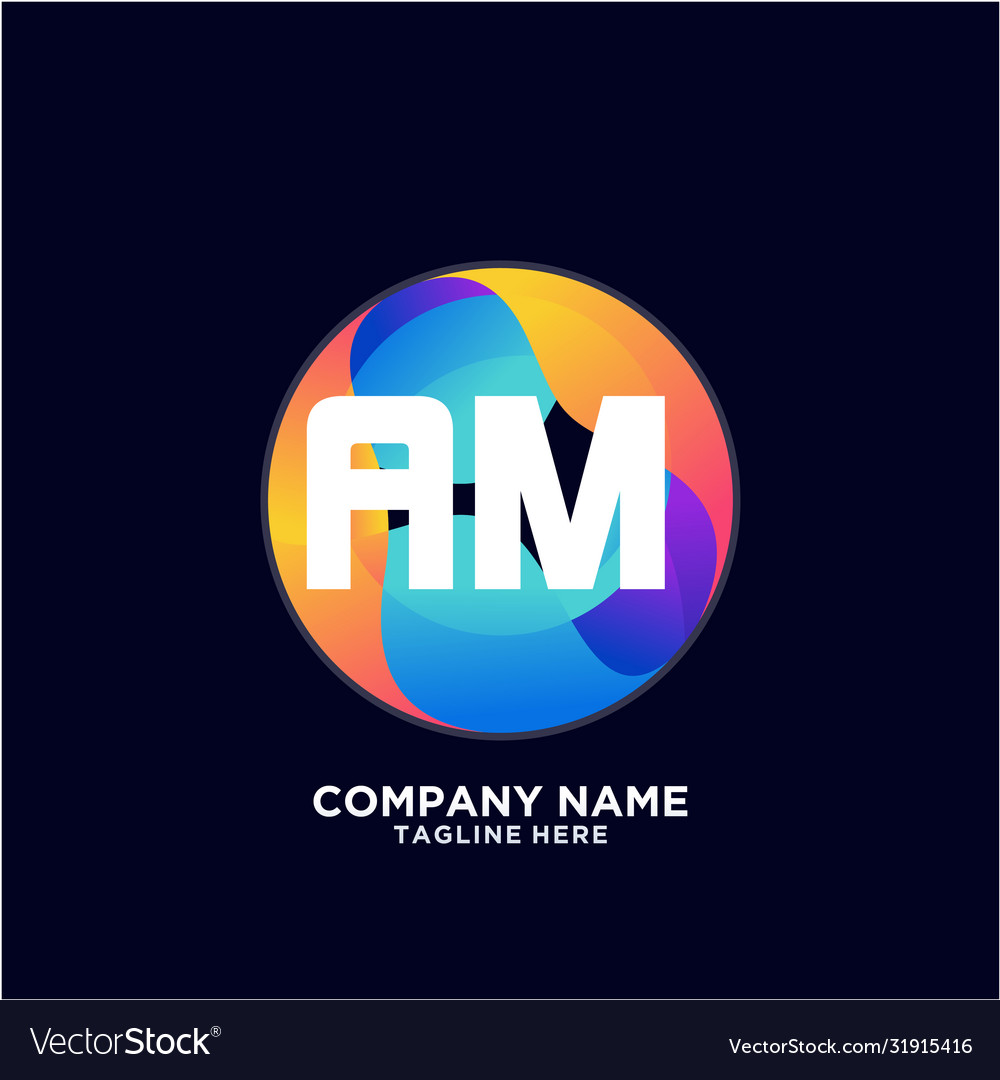 Am initial logo with colorful circle template