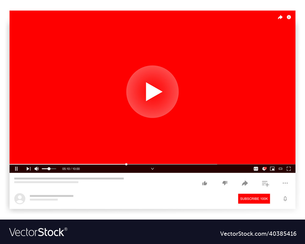 Desktop web video player vector image Desktop web video player