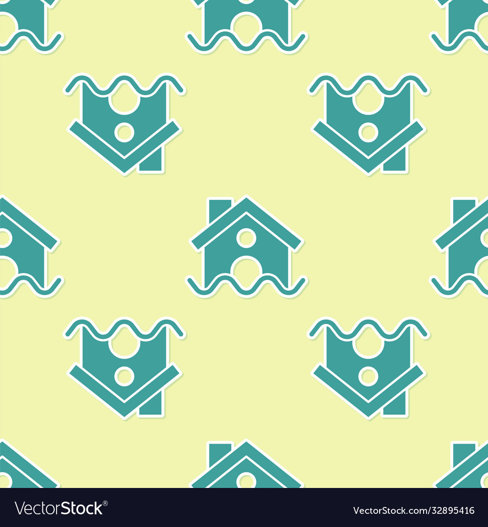 Green house flood icon isolated seamless pattern
