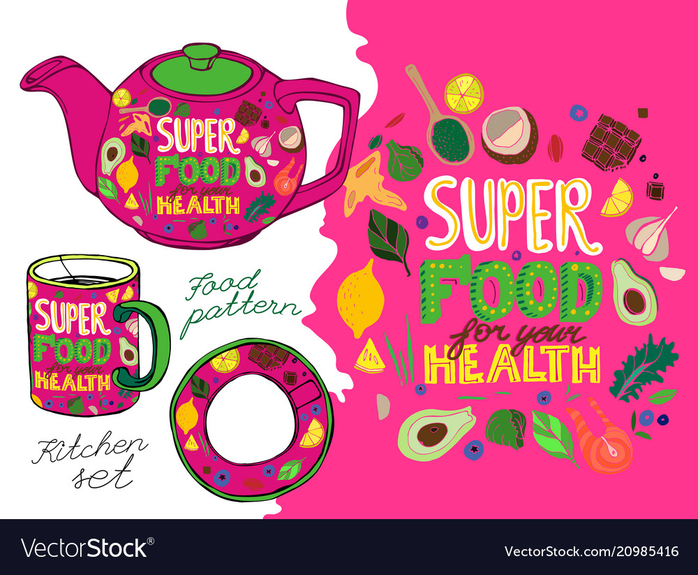 Hand drawn superfoods poster