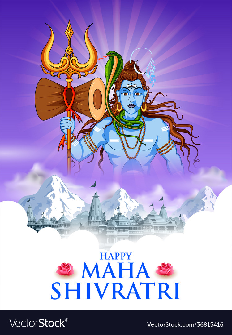 Lord shiva indian god hindu for maha shivratri Vector Image