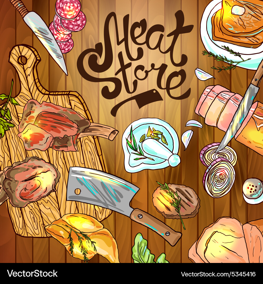 Meat store Royalty Free Vector Image - VectorStock