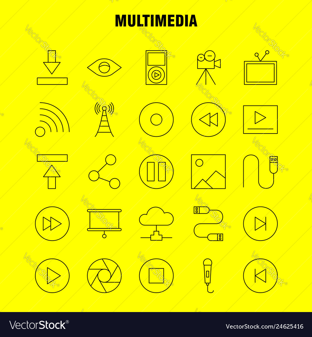 Multimedia line icon for web print and mobile
