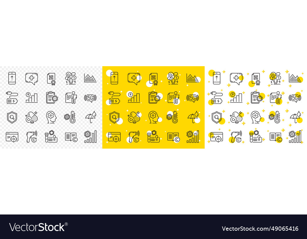 Outline graph chart job interview and qr code vector image Outline graph chart job interview and qr code