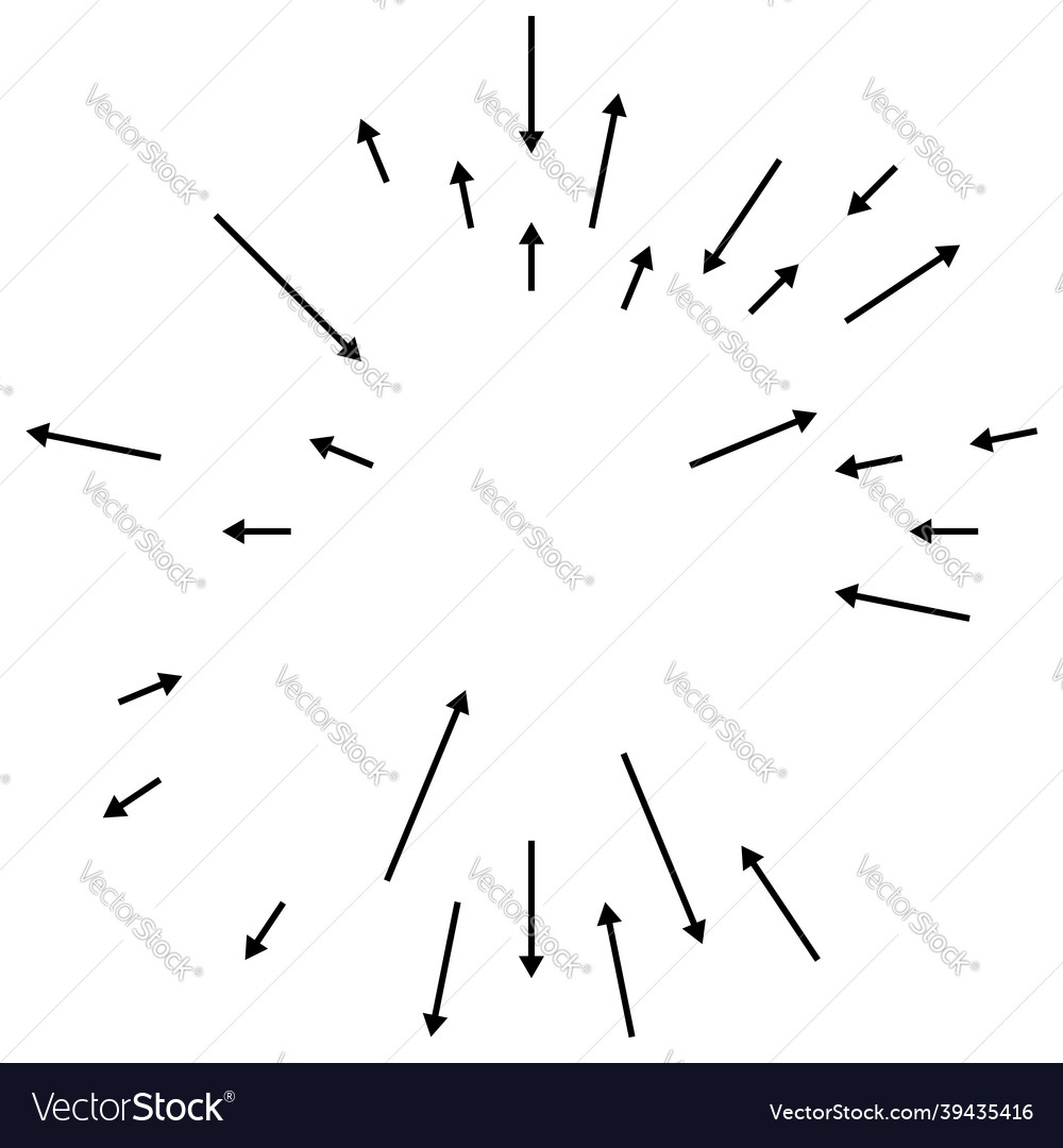 Radial radiating arrows pointers in opposite vector image Radial radiating arrows pointers in opposite