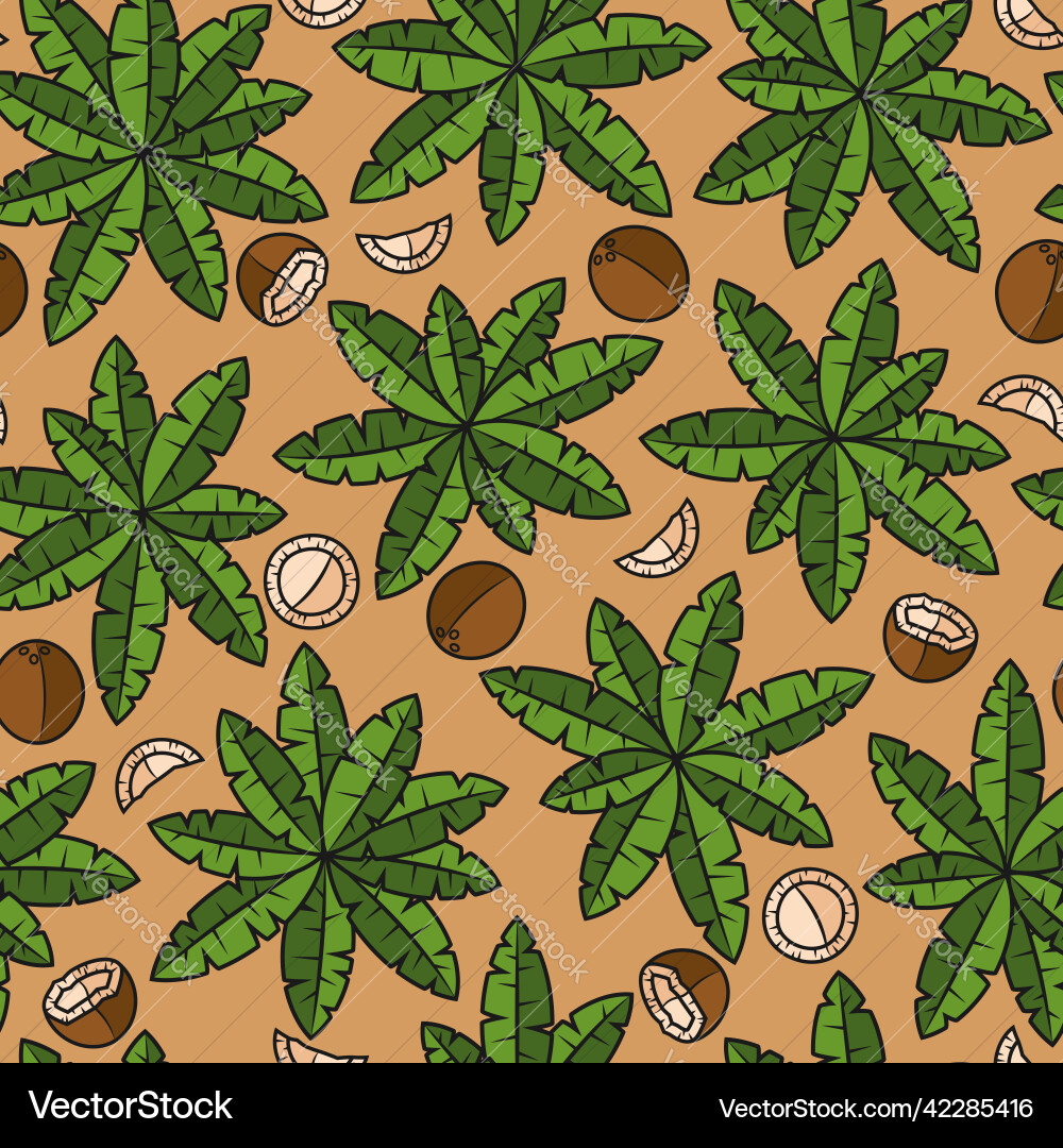 Seamless pattern with palm trees and coconuts Vector Image