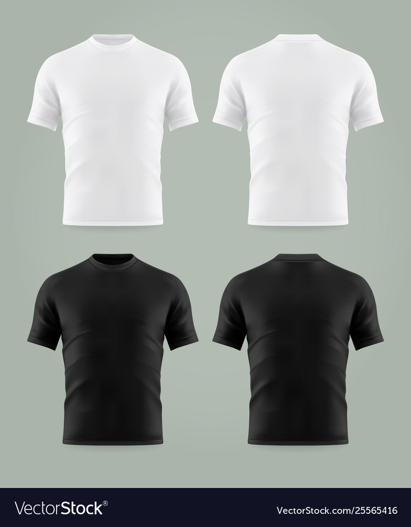 Set Isolated Black And White T Shirt Template Vector Image