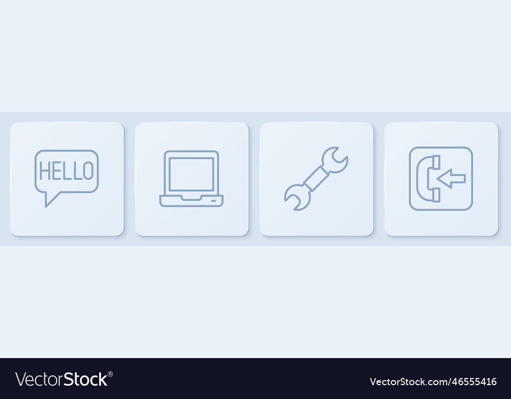 Set line hello in different languages wrench vector image Set line hello in different languages wrench
